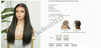 The Lillian Collection 13x6 Lace Front Wig - Indian Virgin Hair 14" Natural Color YK-Baby Hair