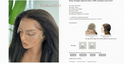 The Lillian Collection 13x6 Lace Front Wig - Indian Virgin Hair 18" Natural Color KS-Baby Hair