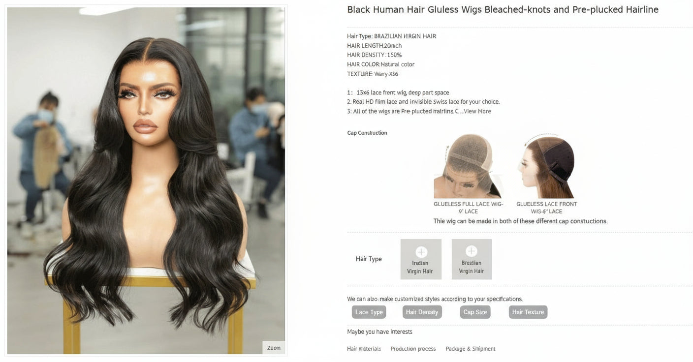 The Lillian Collection 13x6 Lace Front Wig - Indian Virgin Hair 20" Natural Color Wavy with Curtain Bang