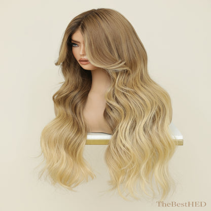 Katherine Collection 13x6 Glueless Lace Front Wig - Brazilian Virgin Hair 18" N324 Wavy Medium Cap