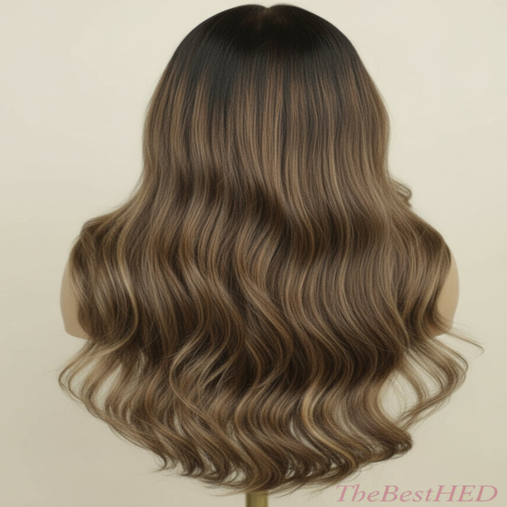 Katherine Collection 13x6 Glueless Lace Front Wig - Brazilian Virgin Hair 16" N325 Wavy Medium Cap