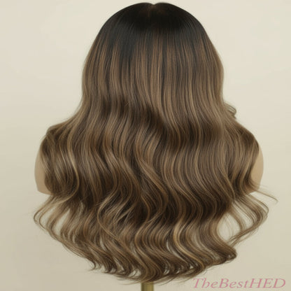 Katherine Collection 13x6 Glueless Lace Front Wig - Brazilian Virgin Hair 16" N325 Wavy Medium Cap