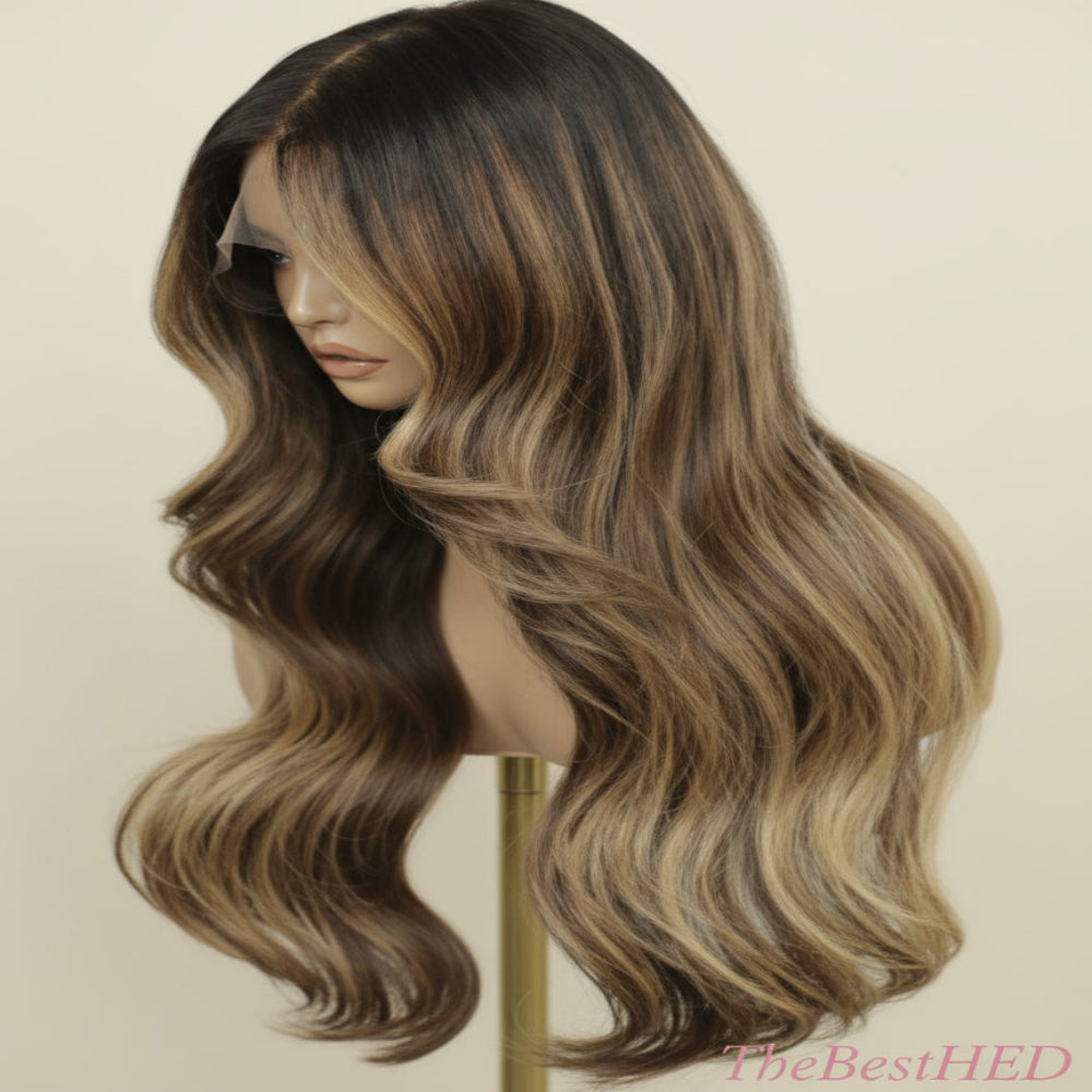 Katherine Collection 13x6 Glueless Lace Front Wig - Brazilian Virgin Hair 16" N325 Wavy Medium Cap