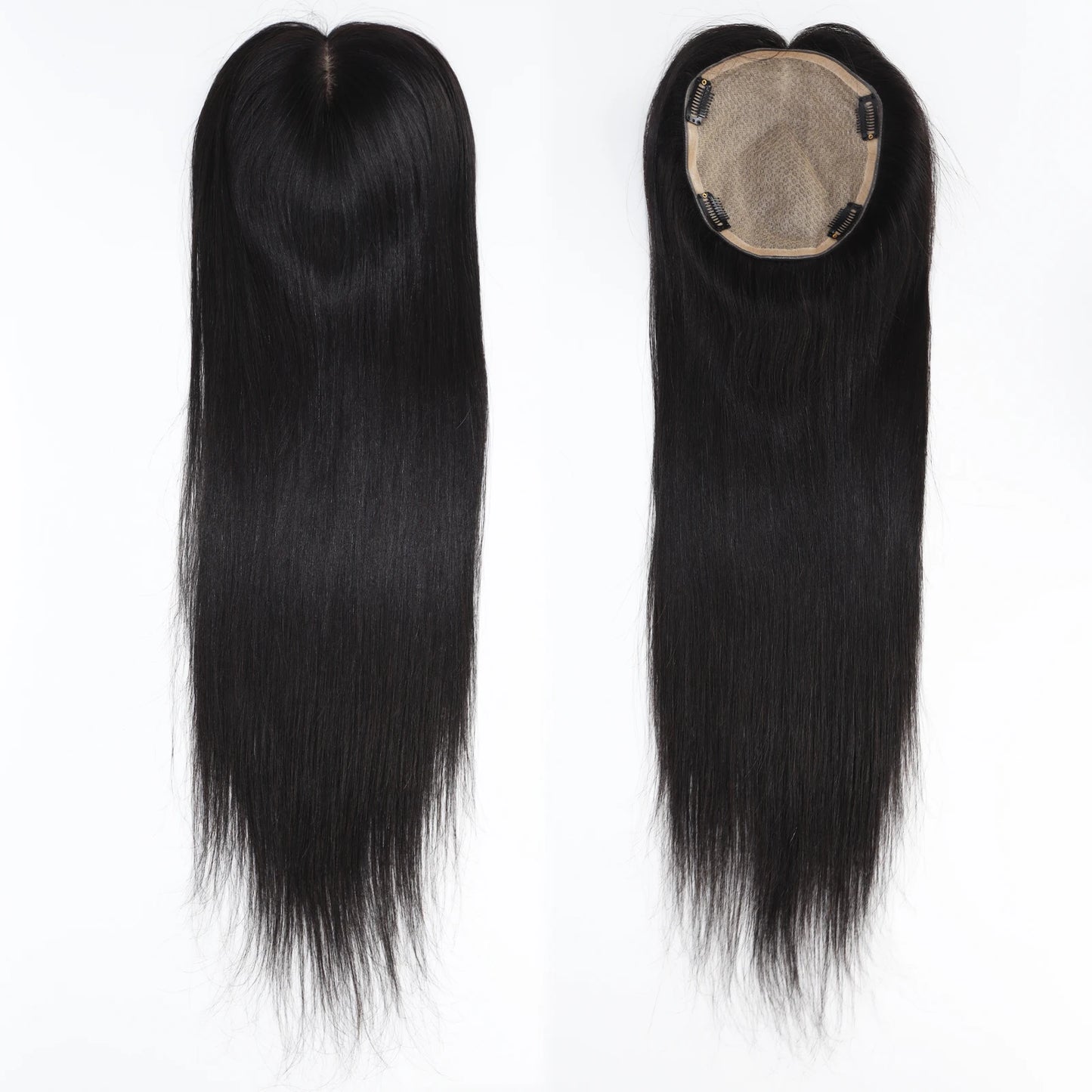 Lillian Toppers Collection Full Hand Tied Human Hair Topper for Women 16x18cm Silk Base Toupee with Clips in 24" Real Remy Hair Soft Breathable