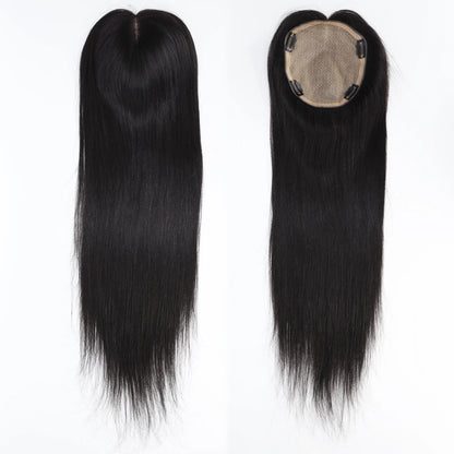 Lillian Toppers Collection Full Hand Tied Human Hair Topper for Women 16x18cm Silk Base Toupee with Clips in 24" Real Remy Hair Soft Breathable