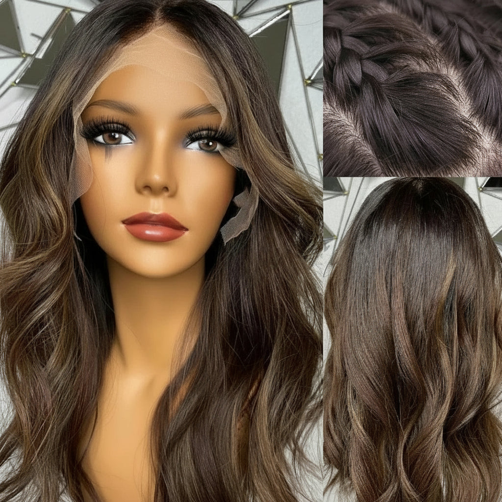 Wear Go Glueless Wigs Collection 26Inch Highlight Blonde Long Glueless 200Density Wave Lace 5x5 Silk Base Human Hair Wig For Women BabyHair Preplucked