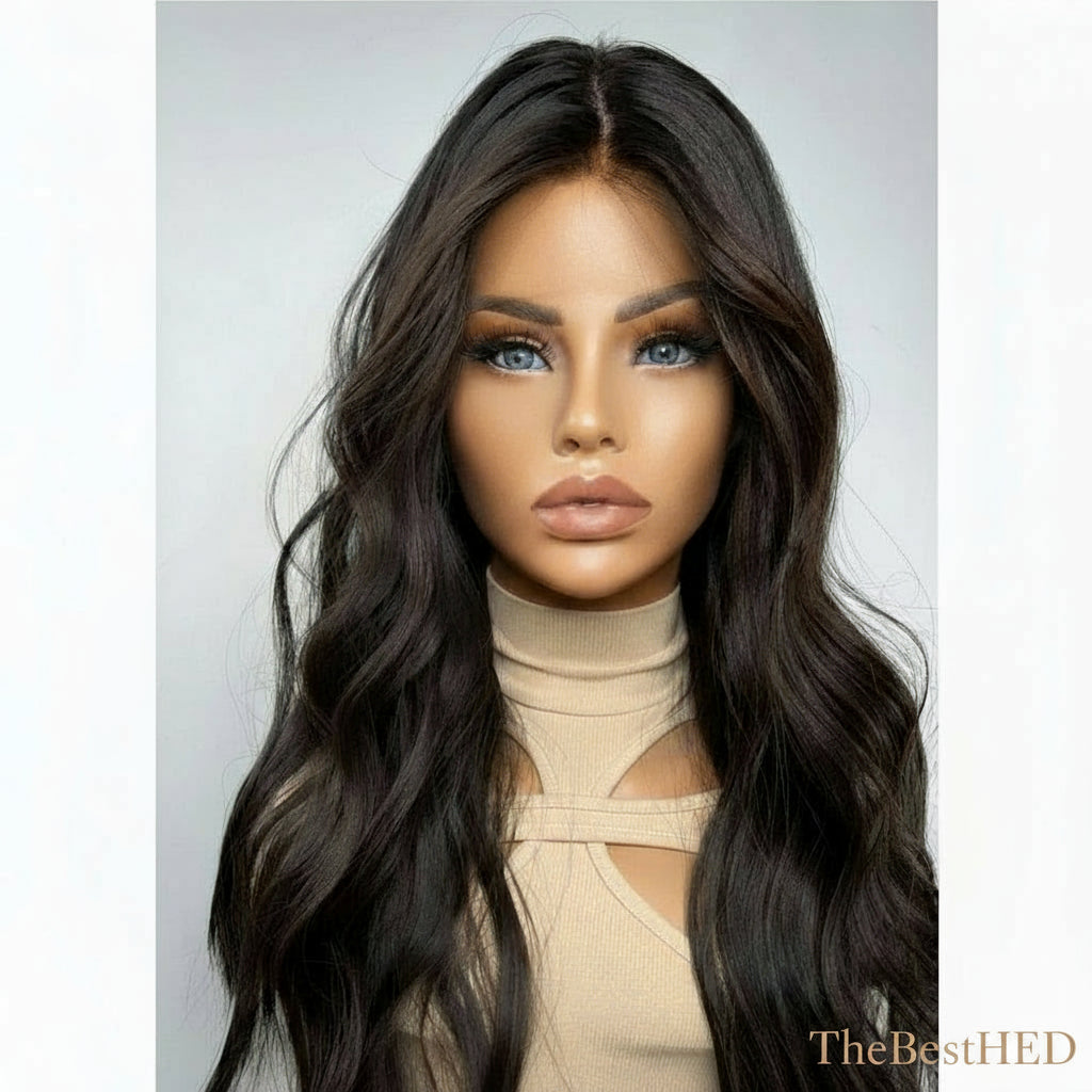 Wear Go Glueless Wigs Collection Chocolate Brown Balayage Lace Front Wig Human Hair Real Hair Wigs for Women Dark Brown Wig Body Wave Frontal Wig Womens Wigs