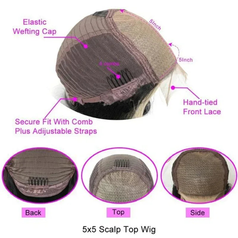 Wear Go Glueless Wigs Collection 26Inch Highlight Blonde Long Glueless 200Density Wave Lace 5x5 Silk Base Human Hair Wig For Women BabyHair Preplucked