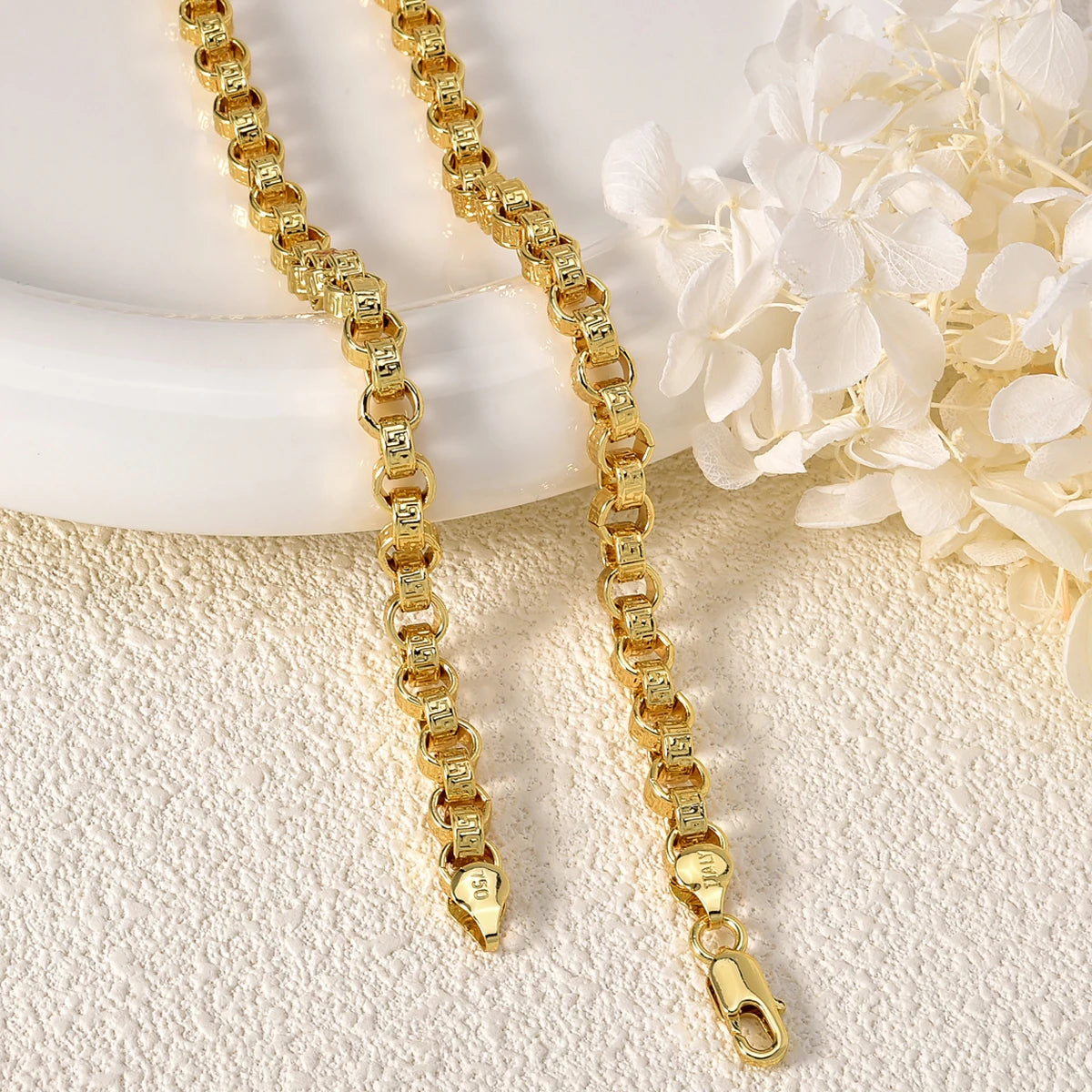 18k Gold Plated Italy 750 Necklace Wear Jewelry Accessories