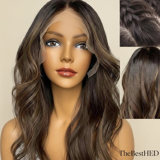 Wear Go Glueless Wigs Collection 1BT4/6 Highlighted Wig Ombre Chocolate Brown Lace Front Wig Human Hair Silk Base Wig/lace front wig/Full lace wig/360 lace wig