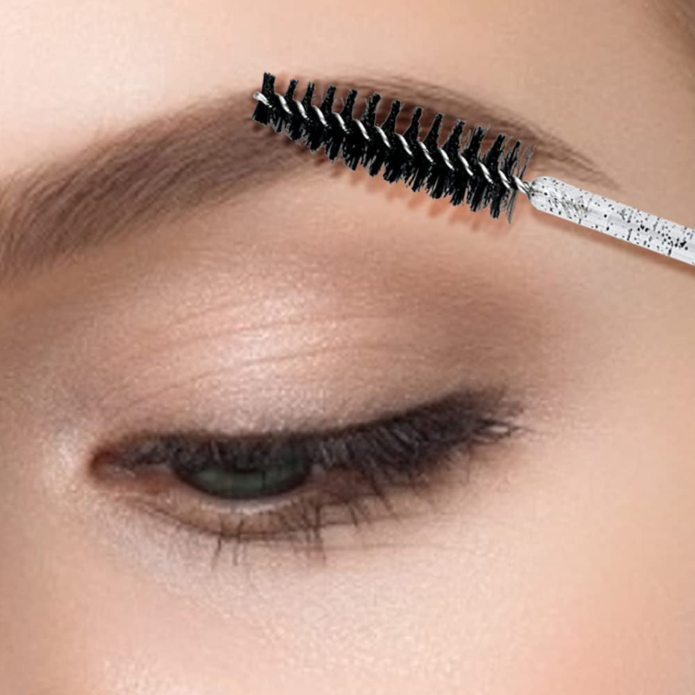 50PCS Crystal Mascara Wands Disposable Eyelash Eyebrow Spoolie Brush for Makeup Eyelash Extensions (Black)
