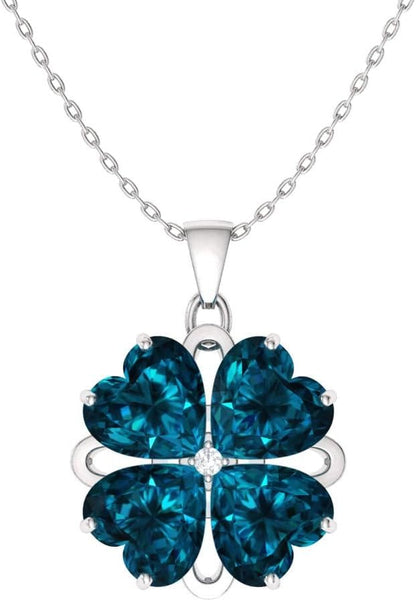 Natural and Certified Heart Cut Gemstone and Diamond Flower Necklace in 14K Solid Gold | 1.65 Carat Pendant with Chain Valentine'S Day Gift for Her