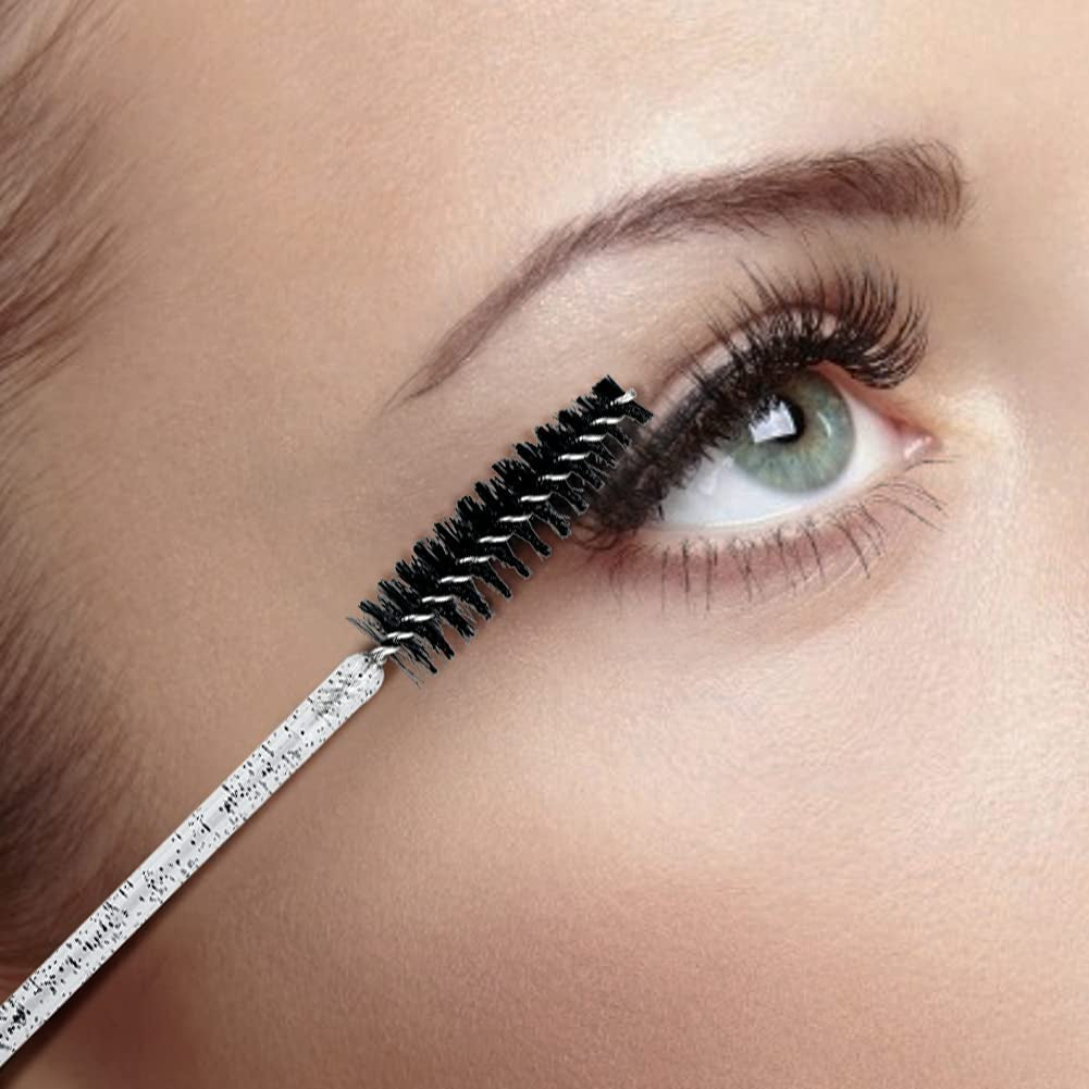50PCS Crystal Mascara Wands Disposable Eyelash Eyebrow Spoolie Brush for Makeup Eyelash Extensions (Black)