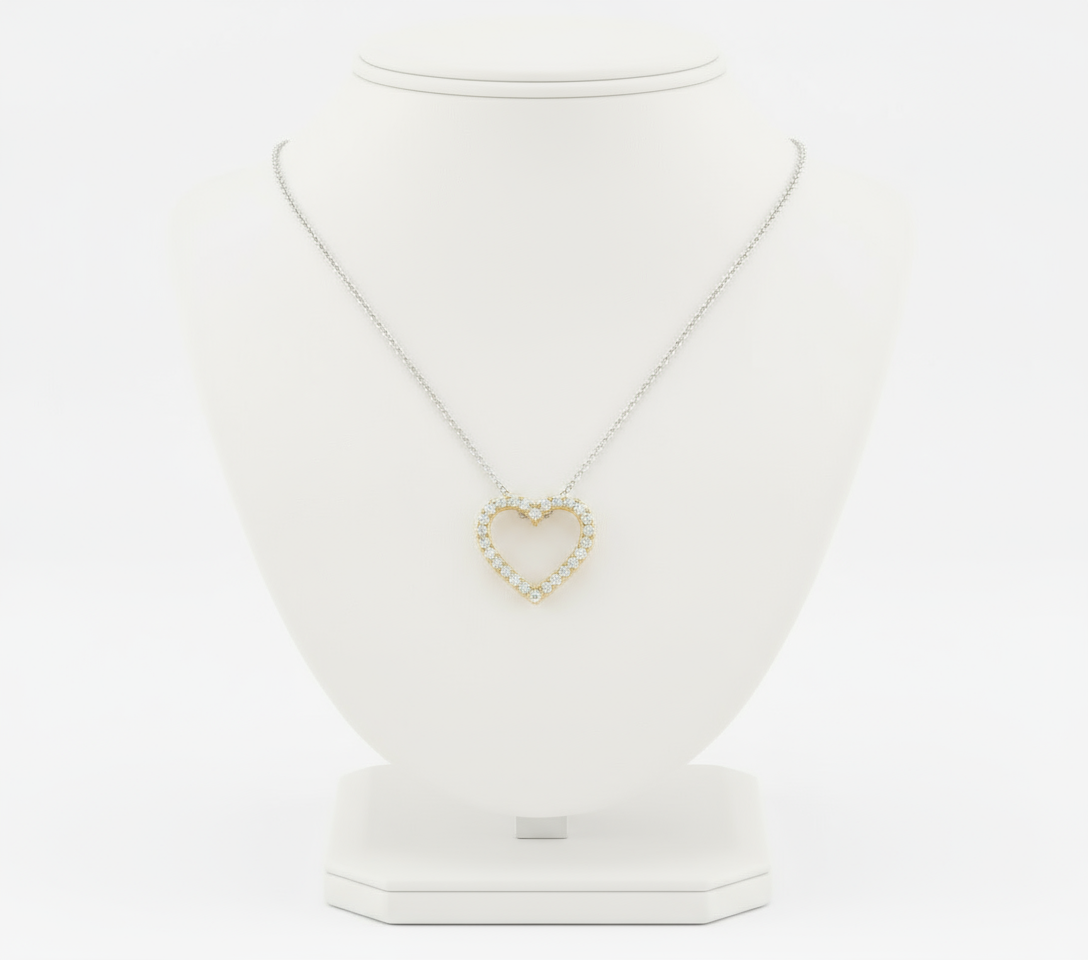Diamond Heart Pendant - Fixed Square