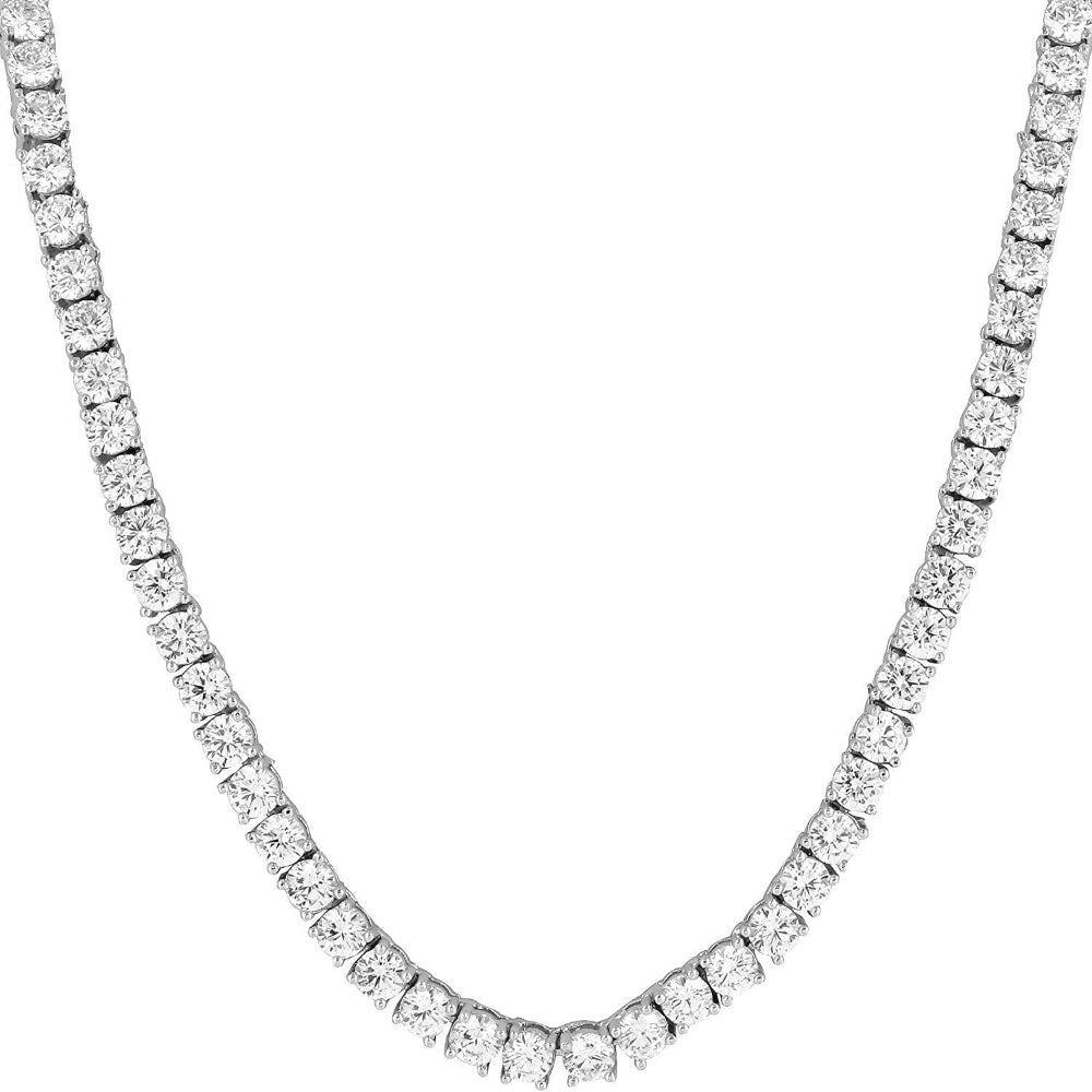 Unisex 4Mm ANTI-TARNISH Real Solid 925 Sterling Silver Tennis Chain AAA CZ Stones One Row Choker Necklace 16-30" Bracelet 6.5-9''