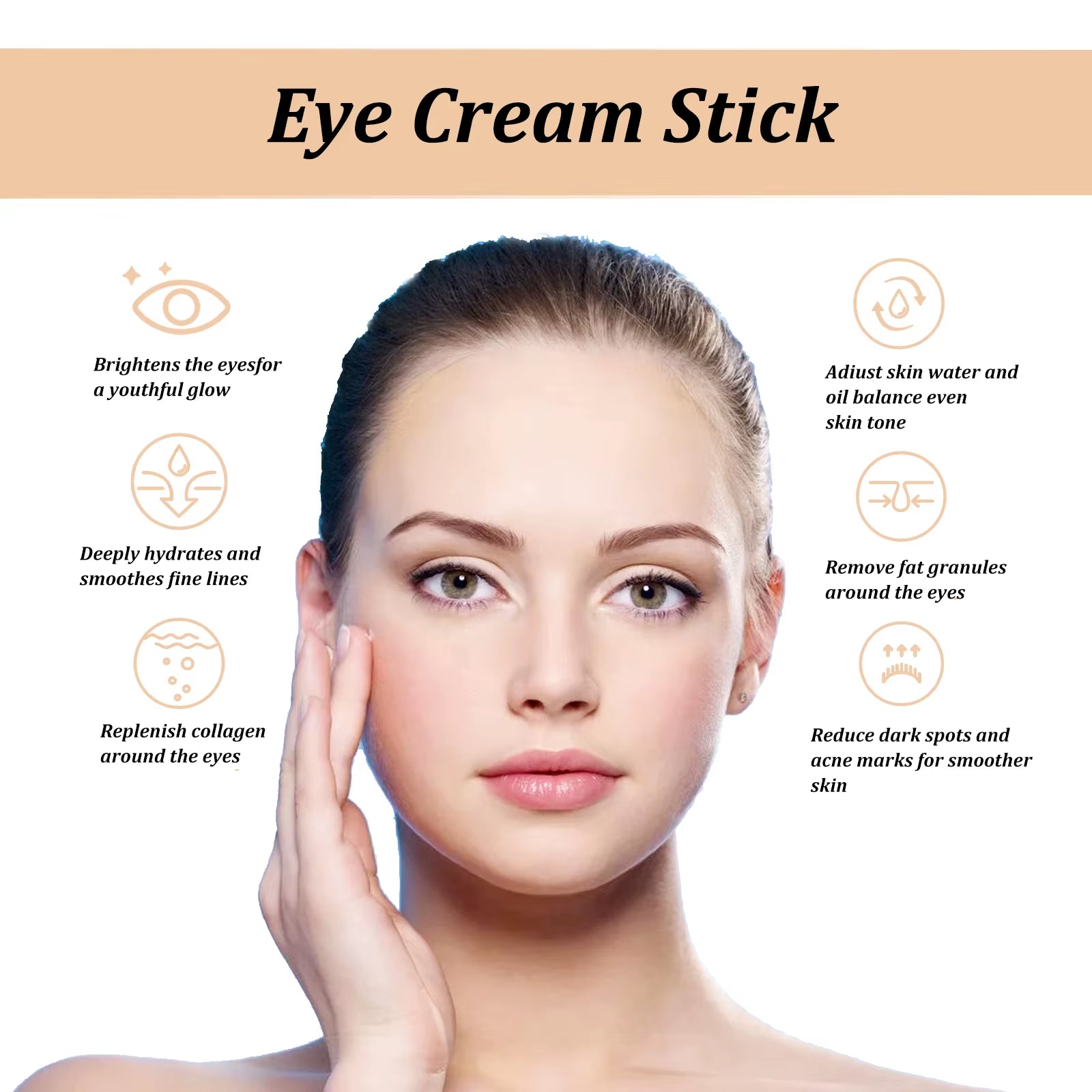 Snail Eye Cream Stick Collagen Fade Fine Lines Wrinkle Lightening Dark Circles Firming Eye Bags Puffiness Moisturizing Eye Cream