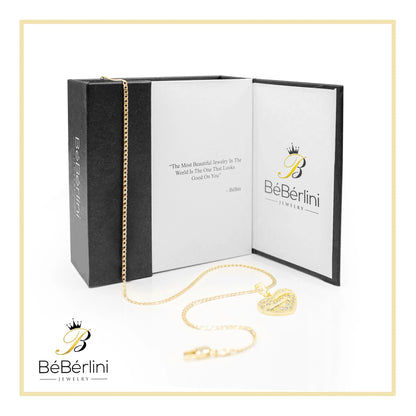 Heart CZ Charm 14K Gold Filled Cuban Chain Pendant Necklace Jewelry Women 20"