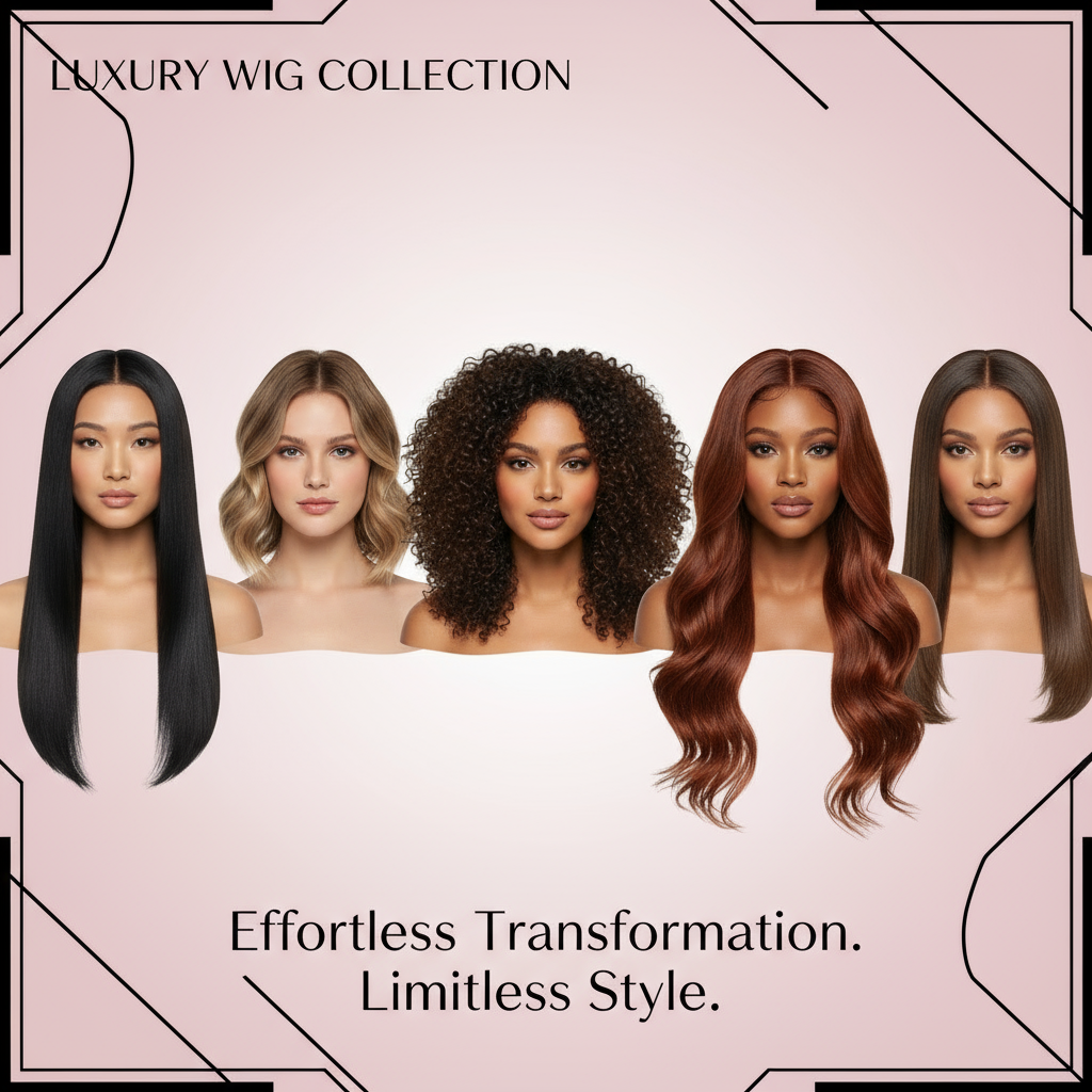 Hair Wigs Banner - Pink and Black Theme