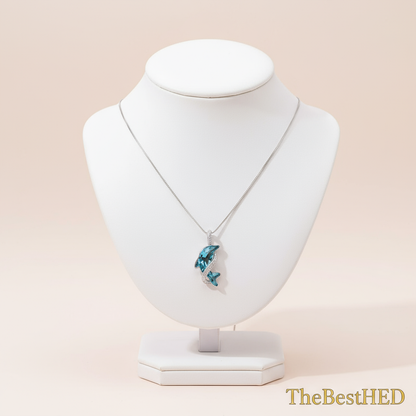 Sterling Silver Dolphin Pendant - Pearl Background with Logo