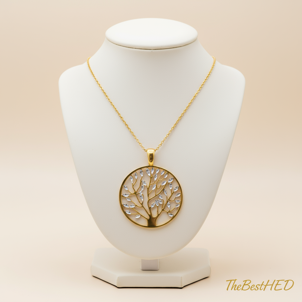 Tree of Life Pendant - Pearl Background with Logo