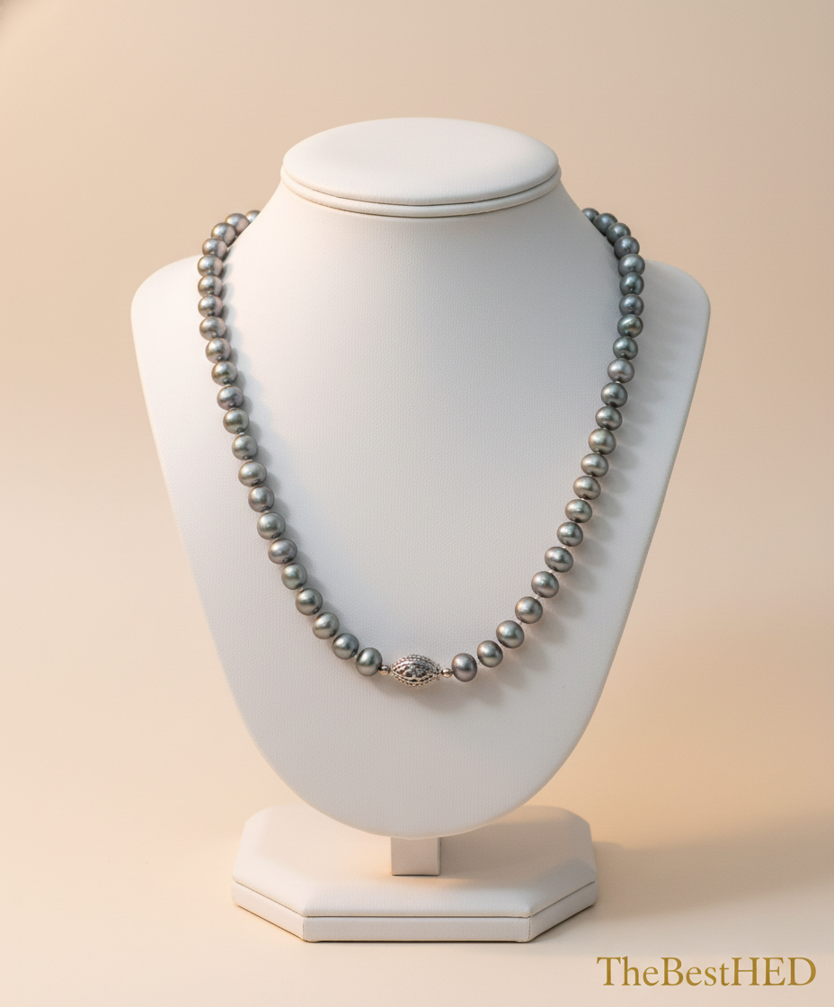 Grey Freshwater Pearl - Pearl Background with Logo