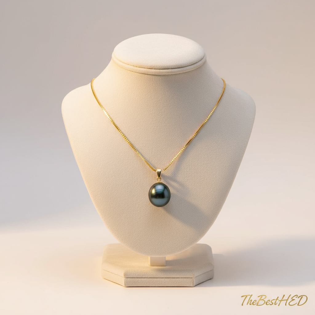 Black Pearl Necklace - Pearl Background with Logo