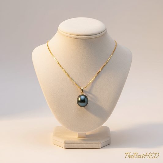 Black Pearl Necklace - Pearl Background with Logo