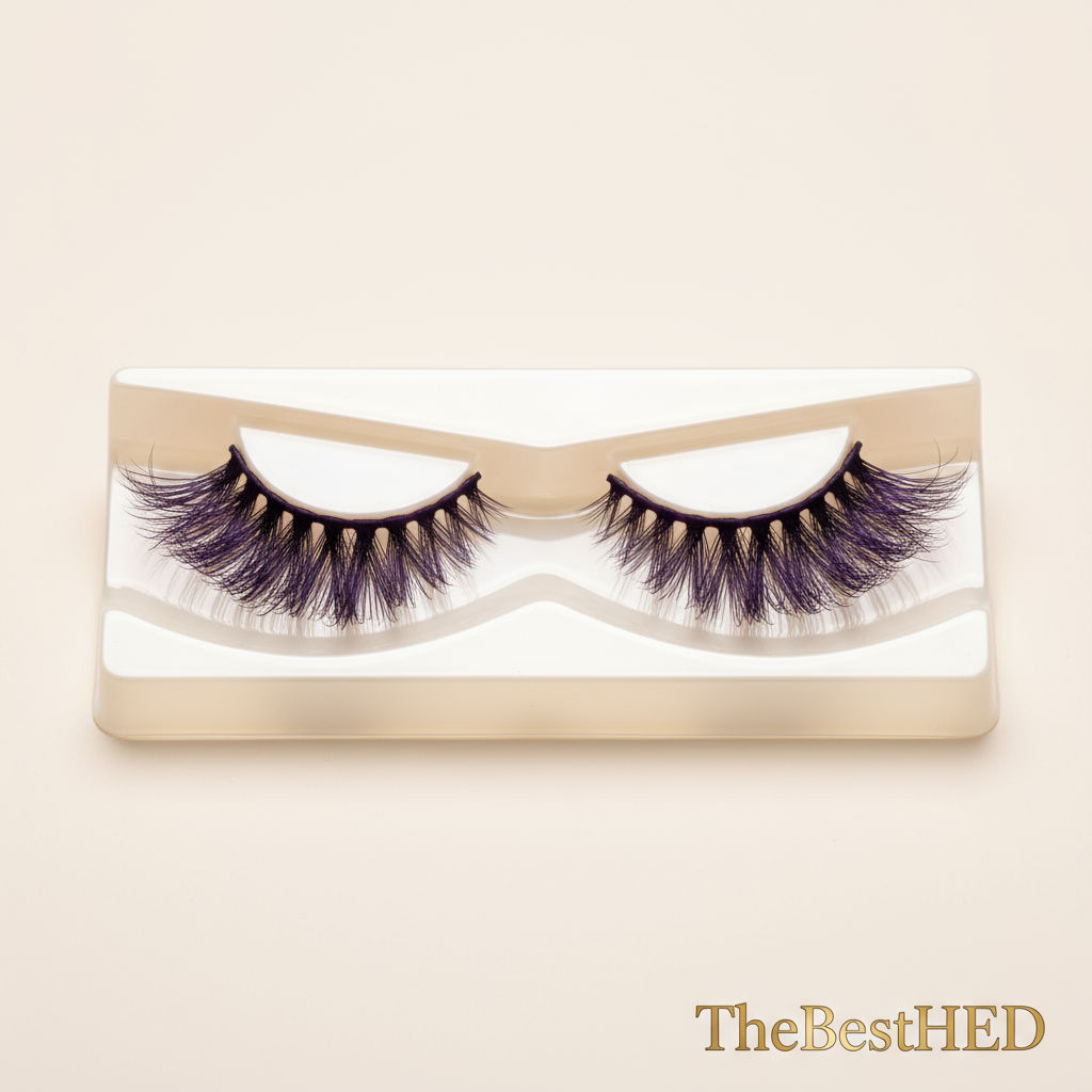 Violet 3D Mink Lashes - Pearl Background with Logo