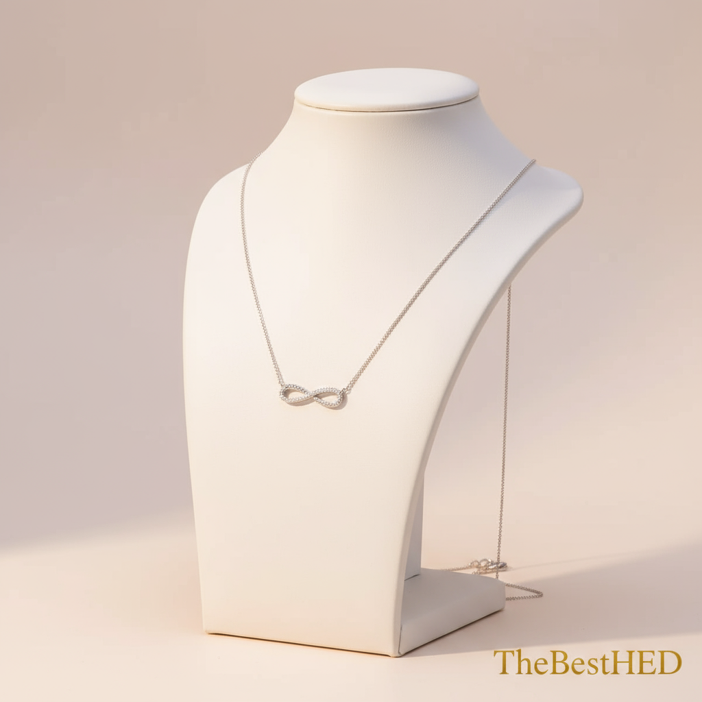 Diamond Infinity Pendant - Pearl Background with Logo