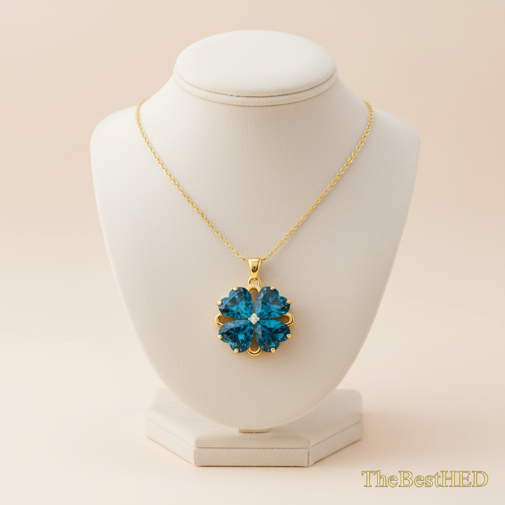 Heart Cut Gemstone Diamond Flower - Pearl Background with Logo