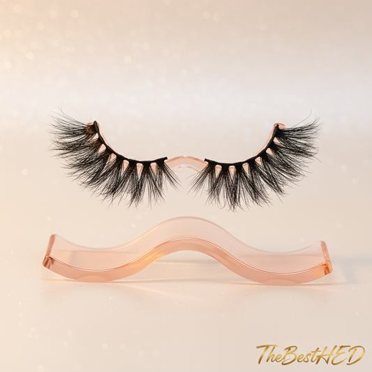 February 3D Mink Lashes 25mm - Pearl Background with Logo