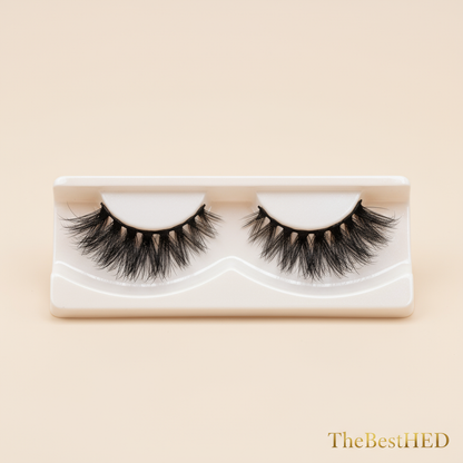 Chloe 3D Mink Lashes - Pearl Background with Logo