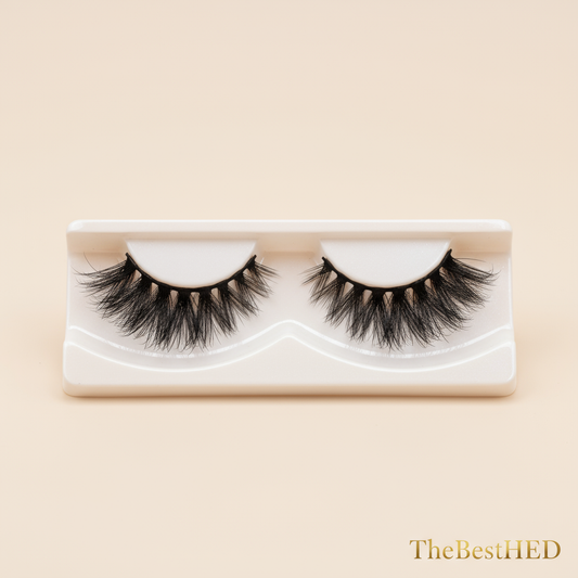 Chloe 3D Mink Lashes - Pearl Background with Logo
